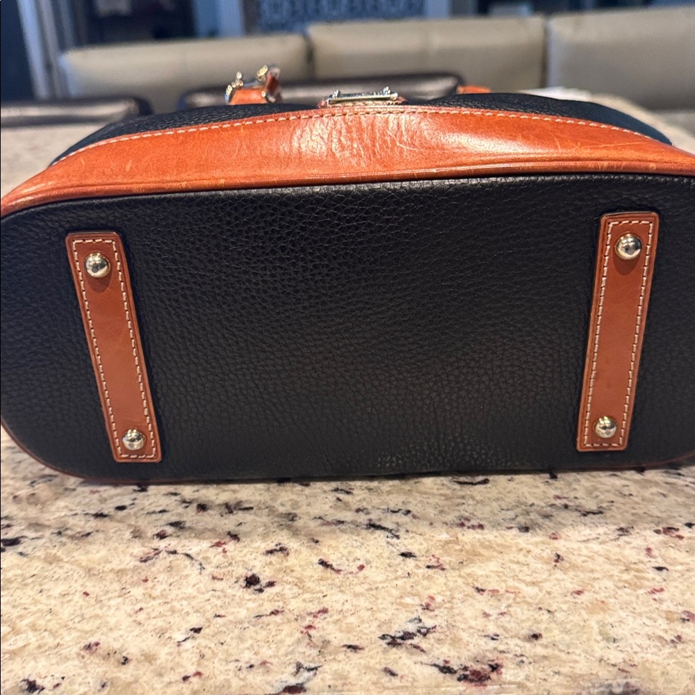 Dooney & Bourke Black and Brown Leather Satchel with Structured Design - Picture 4 of 4
